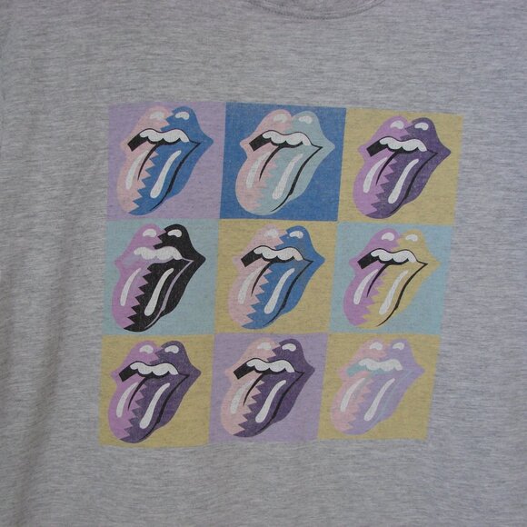 Rolling Stones Tee Shirt Top Lips Tongue Band Tee Gray Pastels Large - Picture 4 of 8